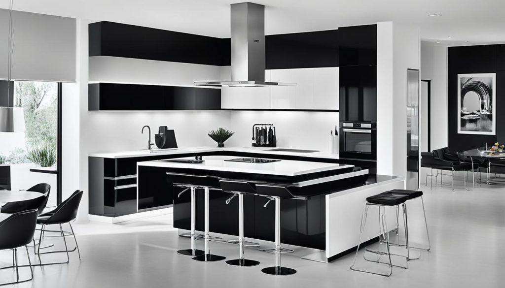 black and white kitchen island