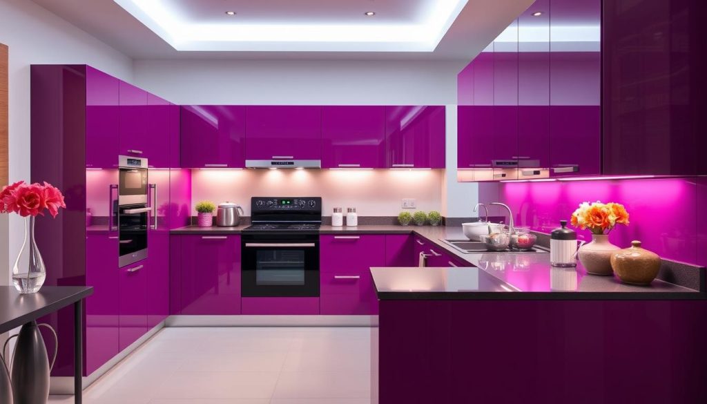 high-gloss cabinets