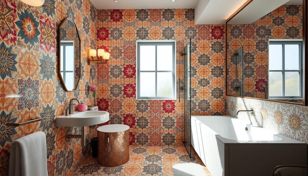 patterned bathroom tiles