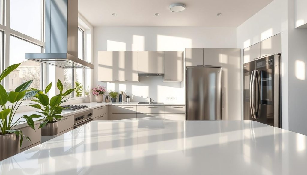 reflective surfaces in kitchen