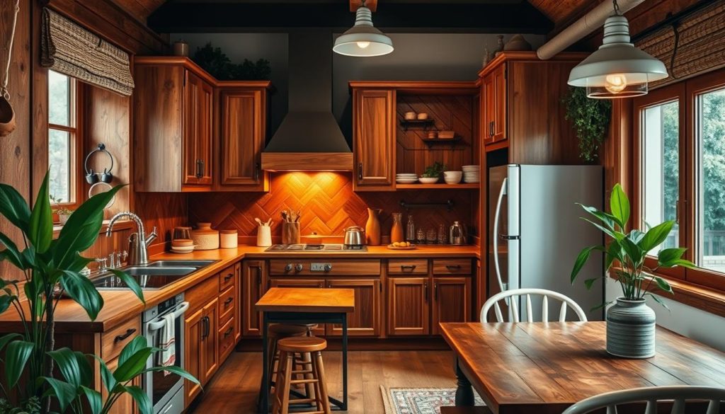 warm wood accents in kitchen